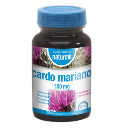 Cardo Mariano 500mg, suplemento alimentar sem açúcar, sem amido, sem glúten, sem lactose, vegan