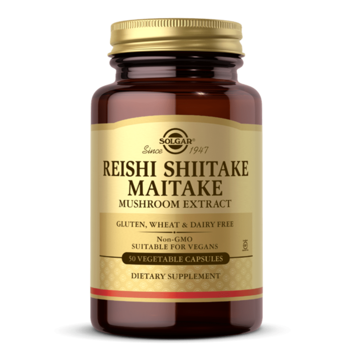 REISHI SHIITAKE MAITAKE extrato cogumelos suplemento solgar