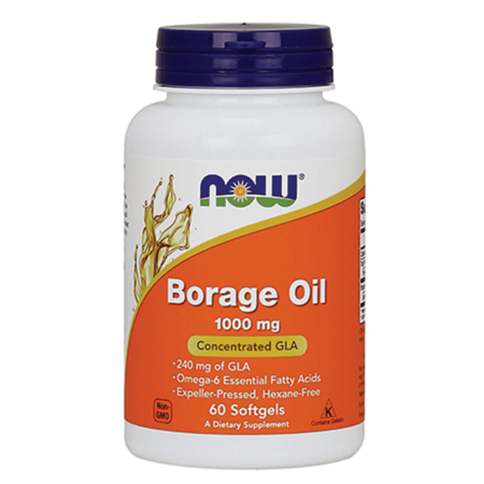 Borage Oil 1000 Mg, suplemento alimentar sem glúten