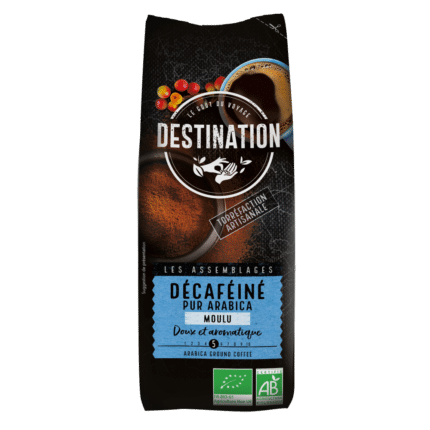 Café Descafeinado- Puro Arábica moído BIO DESTINATION 250g