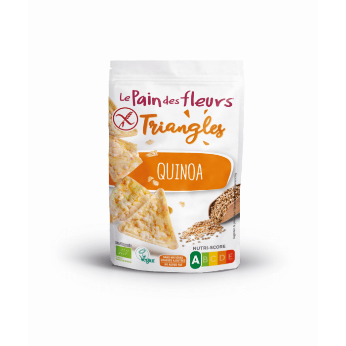 Snack Triângulos com Quinoa, com ingredientes biológicos, sem glúten, vegan