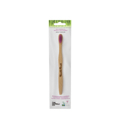 Escova de Dentes Bambu - Adulto Cabo Plano Média Mix THC Rosa