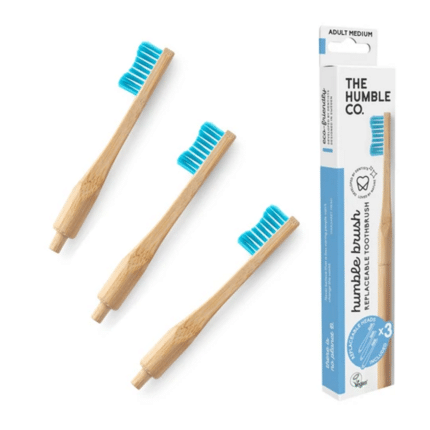 Escova de Dentes Bambu Adulto suave c 3 cabeças extra The Humble Co.