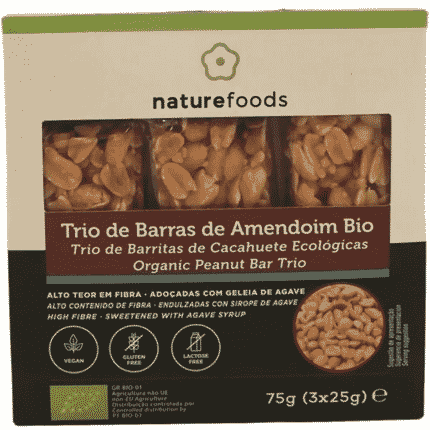 Barra de Amendoim, biológica, sem glúten, sem lactose, vegan