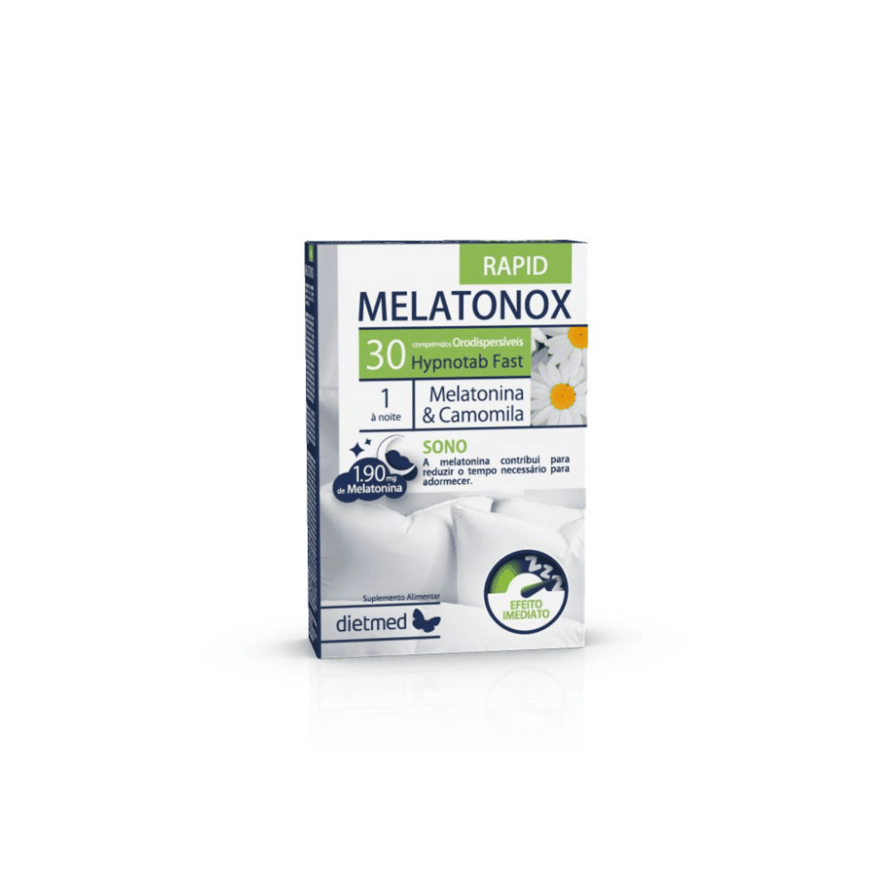 Melatonox Rapid, suplemento alimentar sem açúcar, sem glúten, sem lactose, sem soja