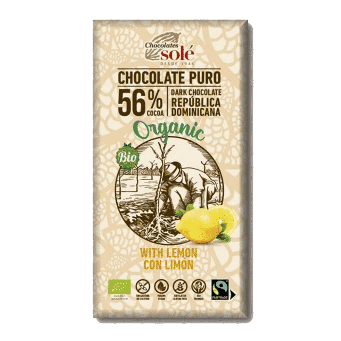 Chocolate Negro 56% com Limão 100gr Solé