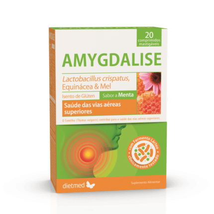 Amygdalise, suplemento alimentar sem glúten, para saúde das vias aéreas superiores